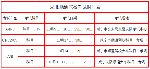 湖北順通駕校2019年10月考試時(shí)間.png